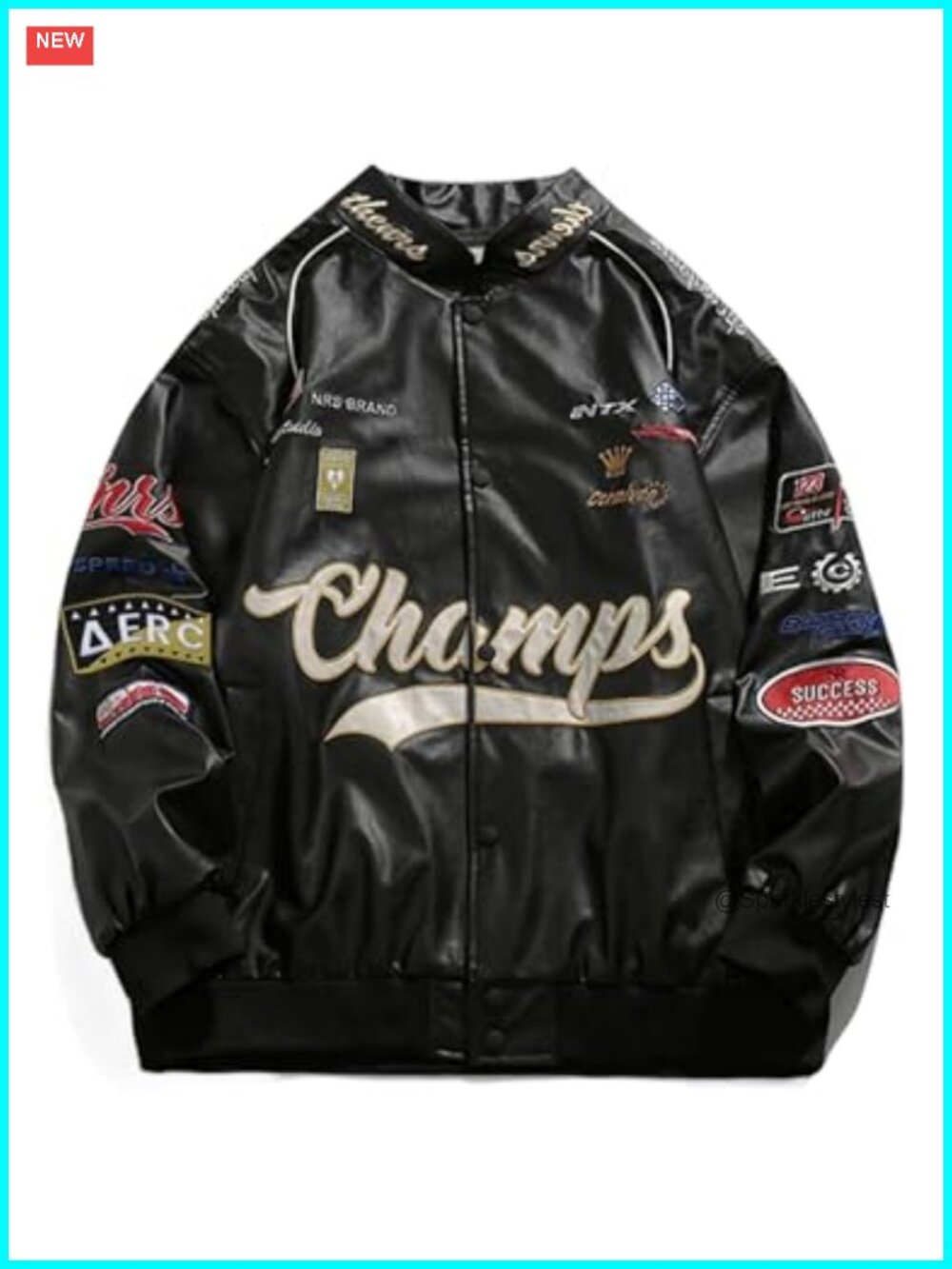 Faux Leather Racing Jacket Oversized Motorcycle Biker Racer Aviator Faux